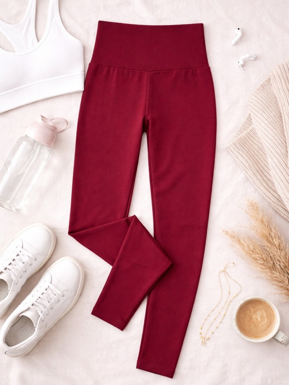 Knix Deep Red high Waisted Leggings Seamless Athleisure Yoga Pants Size S